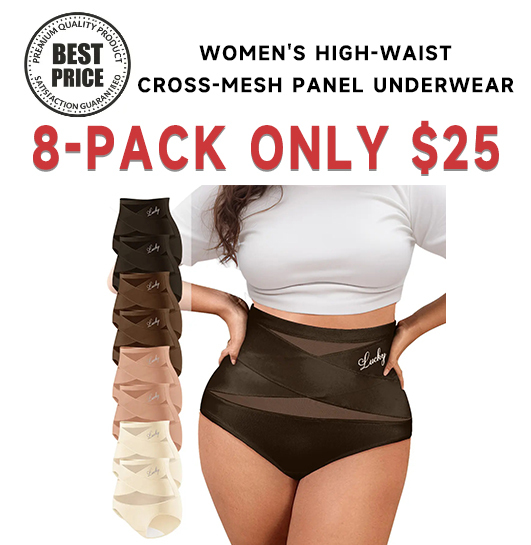 Women's Cross-Mesh Panel High-Waist Panties 