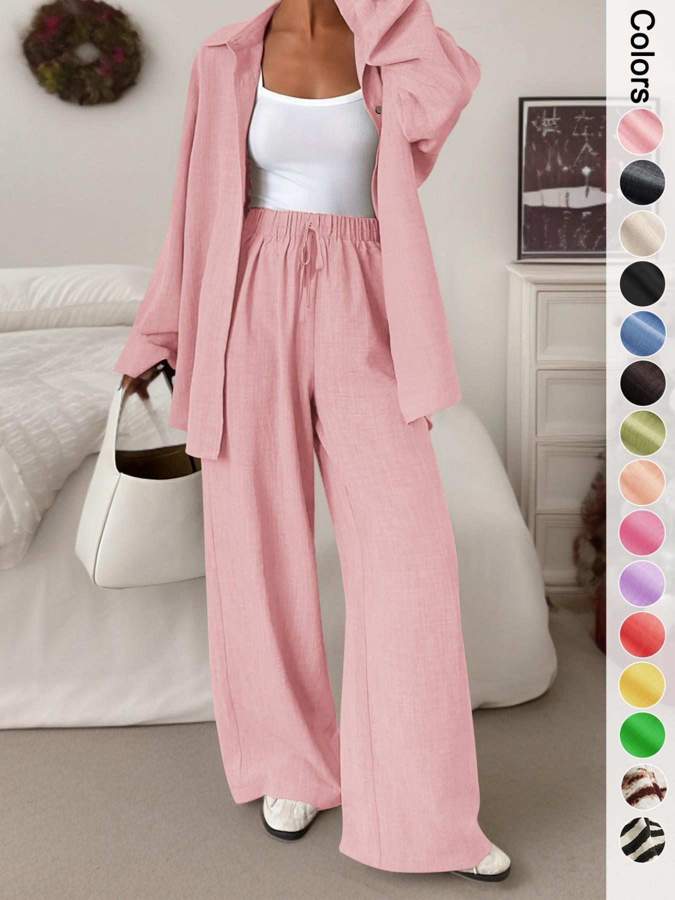 Women's Casual Sporty Shirt and Long Pants Set