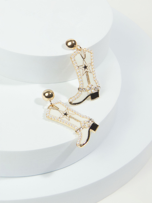 Pearl Cowgirl Boot Earrings