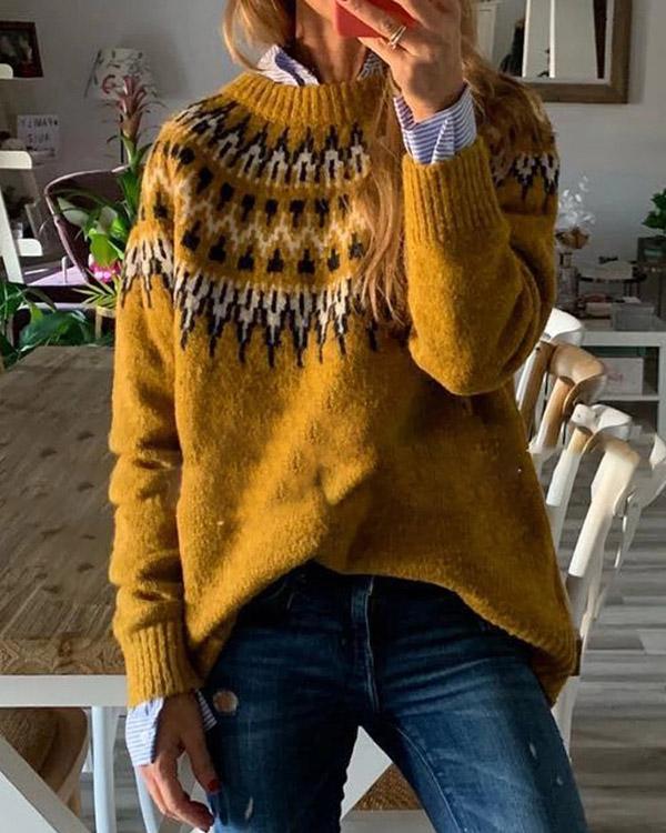 Round Neck Loose Pullover Knitted Sweater