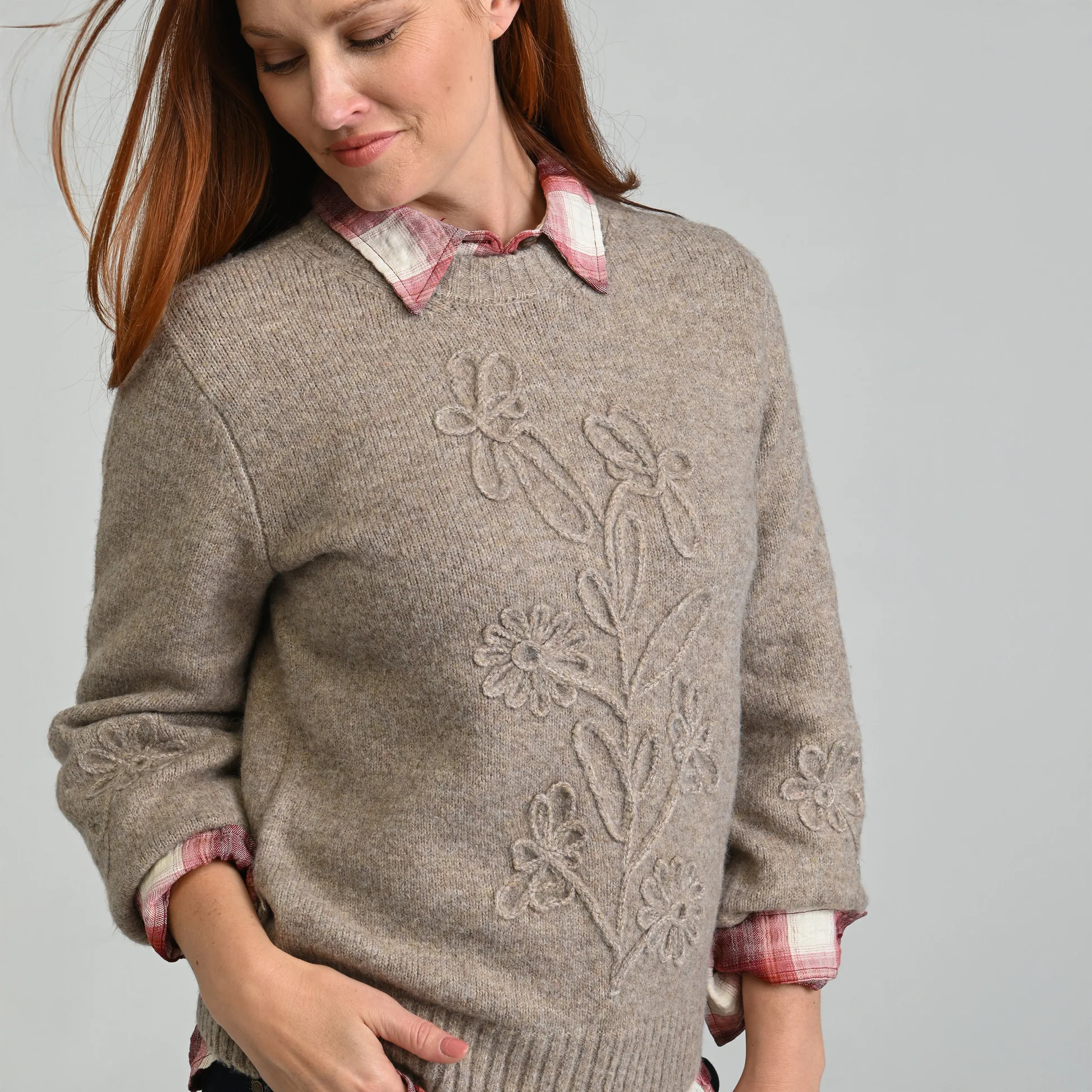 Textured Floral Sweater