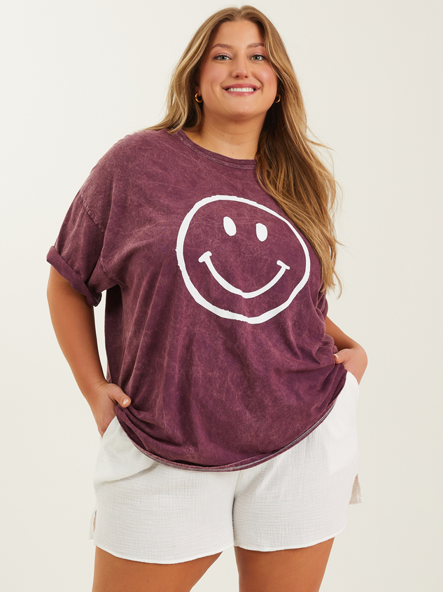 Smiley Face Oversized Tee