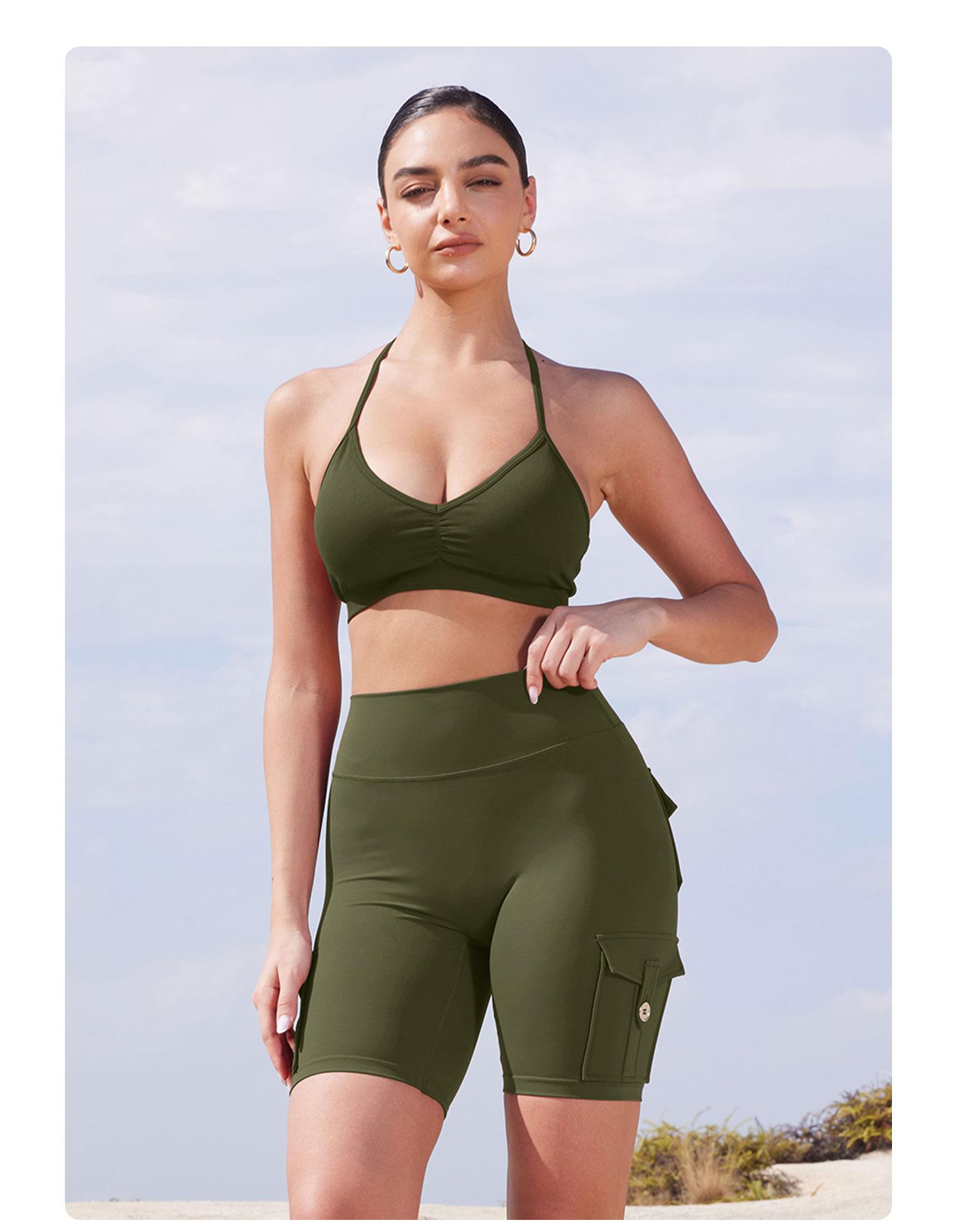 YEOREO CoreFlex Women's Workout Biker Shorts with Cargo Pockets Hidden Scrunch High Waisted 8" Inseam Gym Shorts for Summer Squat-Proof & Comfortable Fit