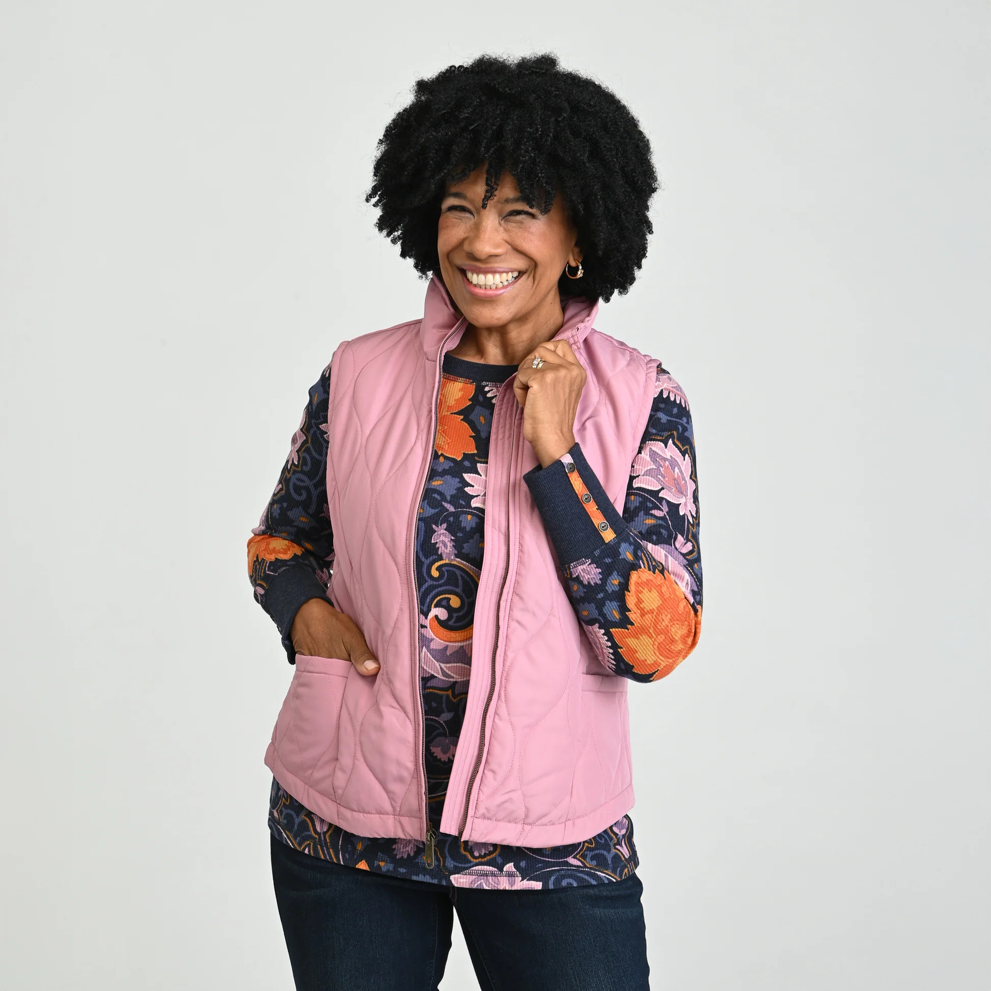 Quilted Zip Front Solid Vest