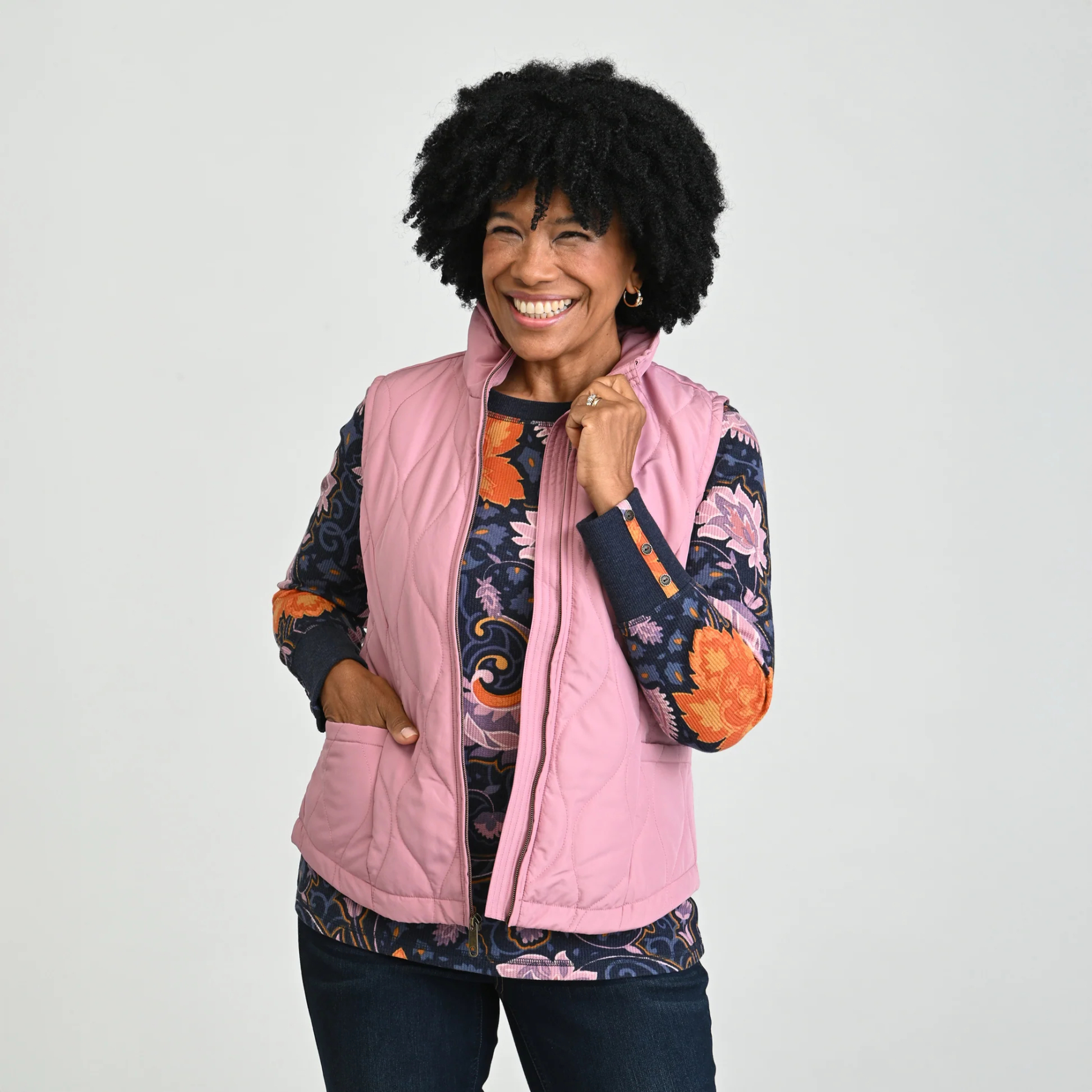 Quilted Zip Front Solid Vest