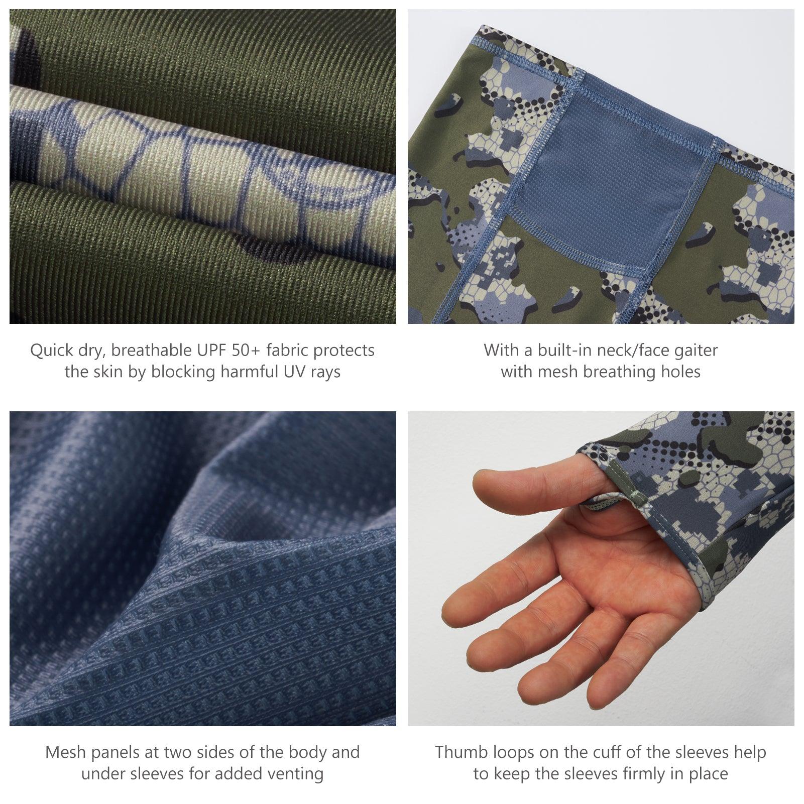 Men's UPF 50+ Long Sleeve Hunting Hoodie with Mask FS06M