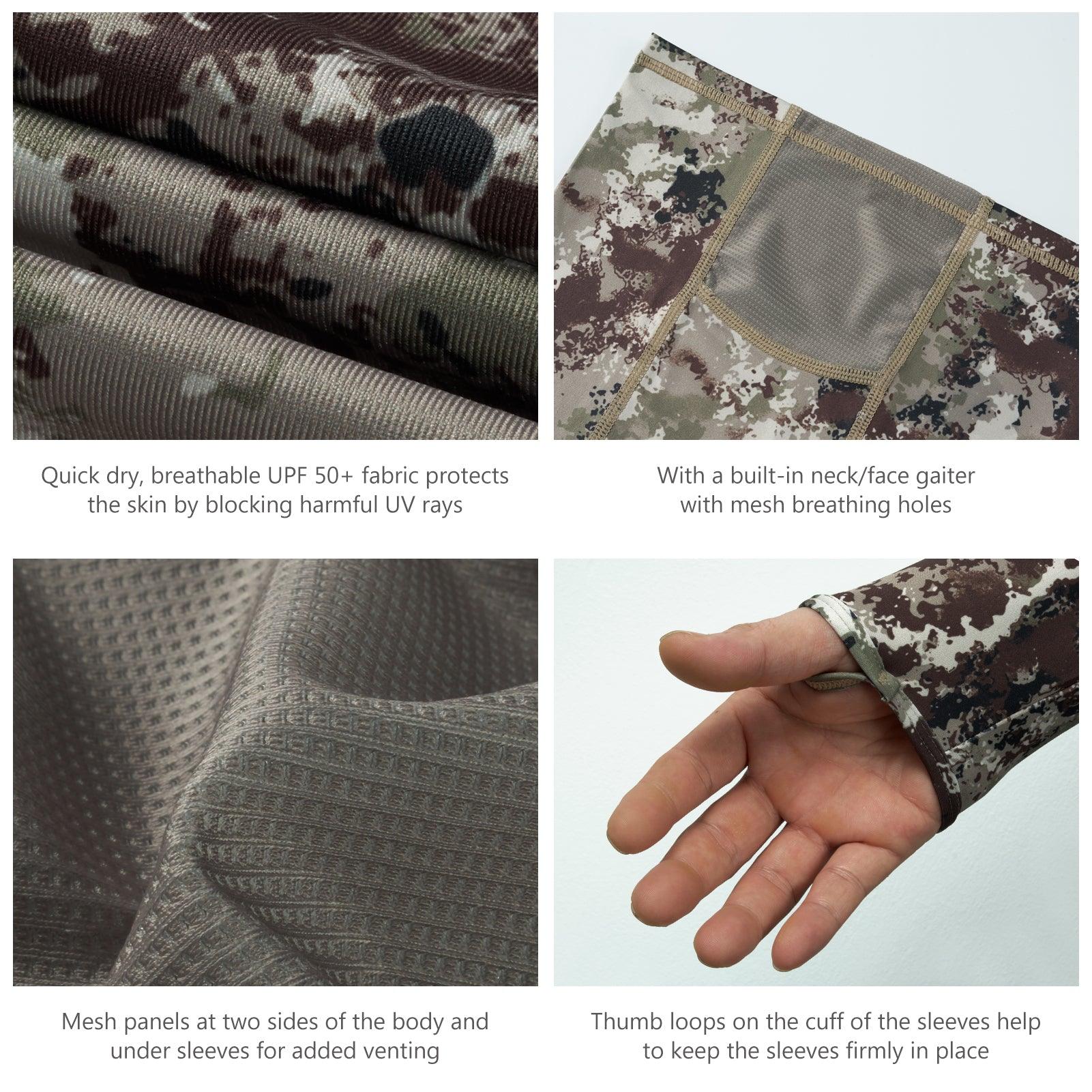 Men's UPF 50+ Long Sleeve Hunting Hoodie with Mask FS06M