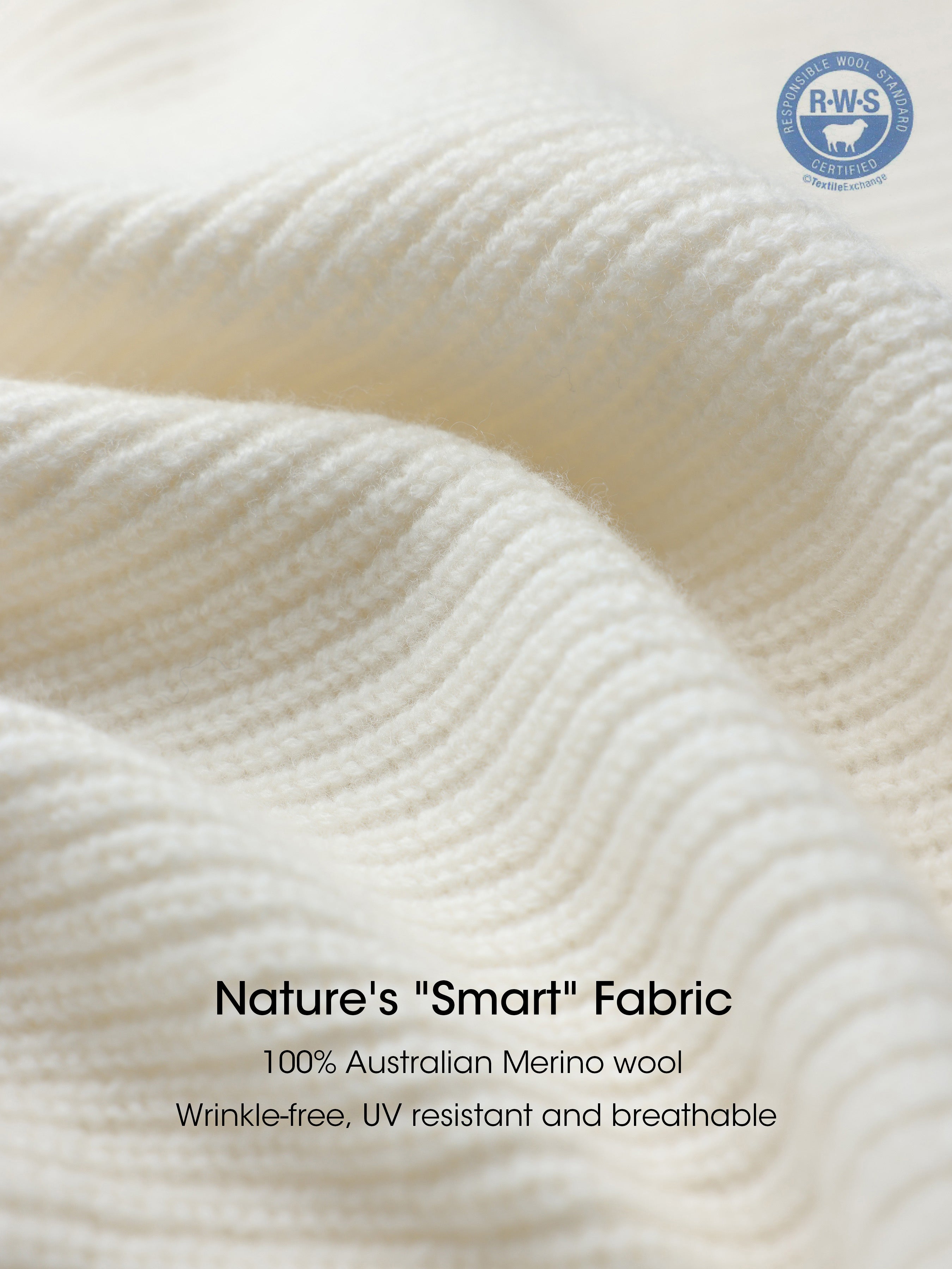 Rowan 100% Merino Wool White Quarter-Zip Relaxed Fit Pullover