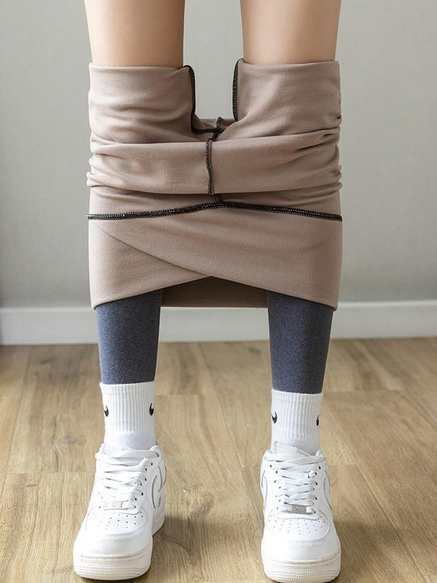 Knitted Tight Plain Casual Leggings