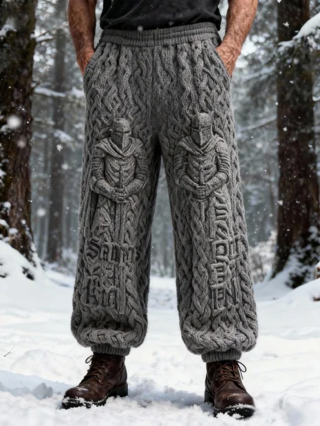 Men's Retro Templar Comfort Chunky Knit Sweatpants