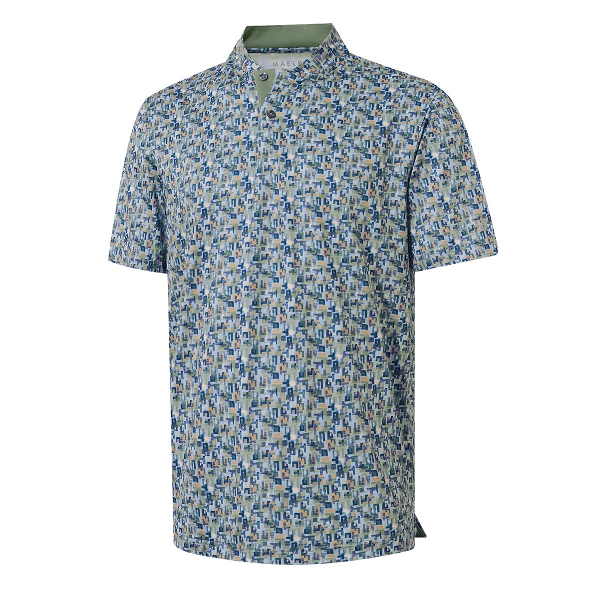 Men's Performance Dry Fit Stretch Henley Printed Golf Shirt