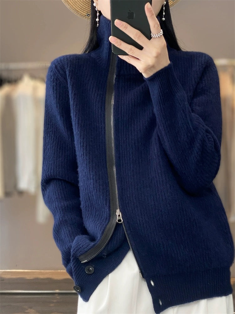 Elegant High Neck Plain Sweater