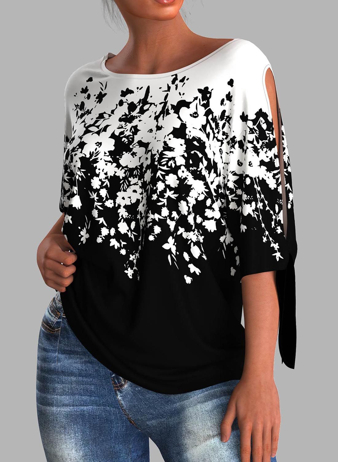 Women's Half Sleeve V-neck Plaid Top