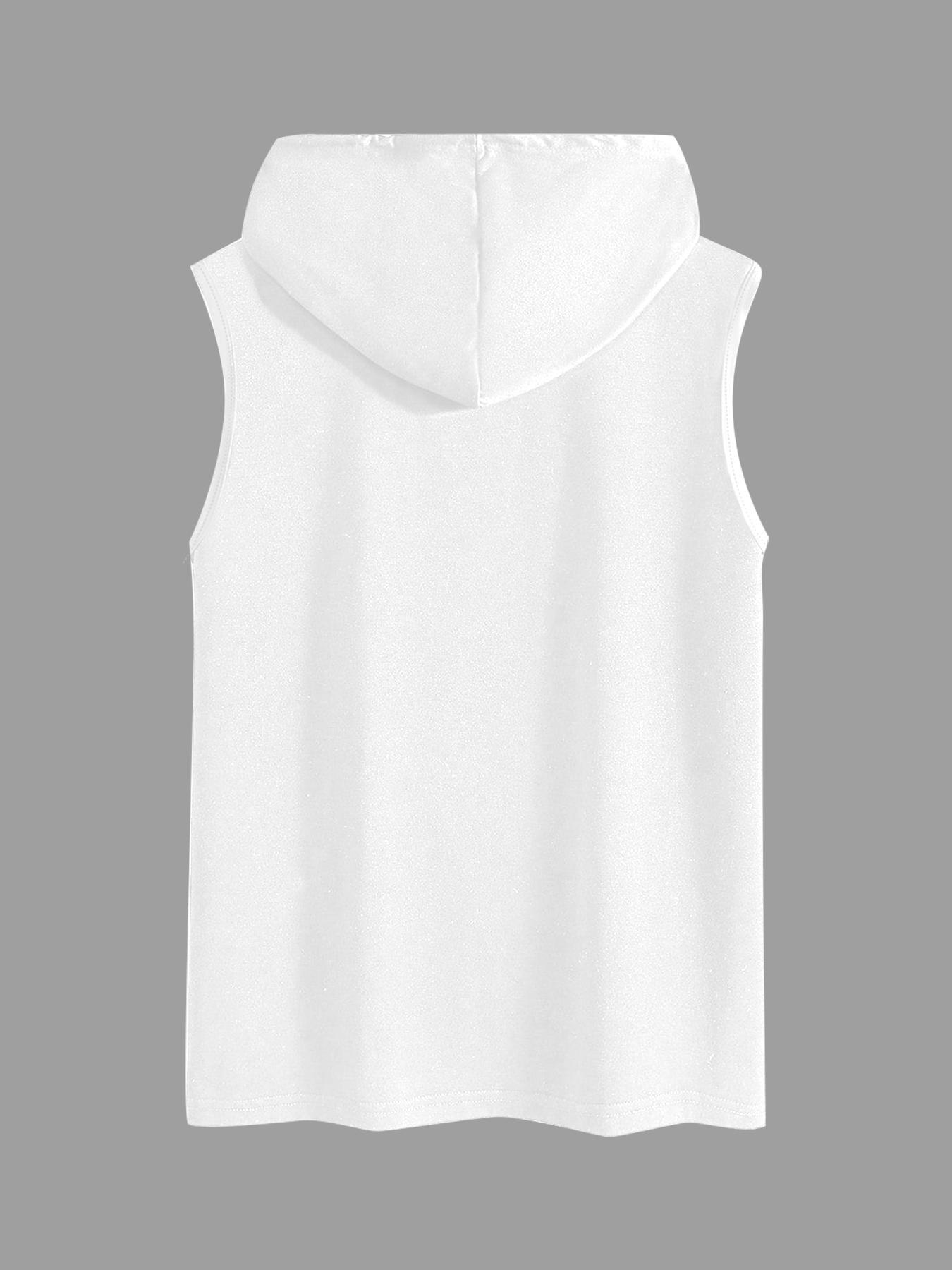 Men's Regular Fit Cartoon Astronaut Print Hooded Tank Top, Casual Sleeveless Top for Summer, Fashion Men's Clothes for Daily Wear, Athletic Tank Top