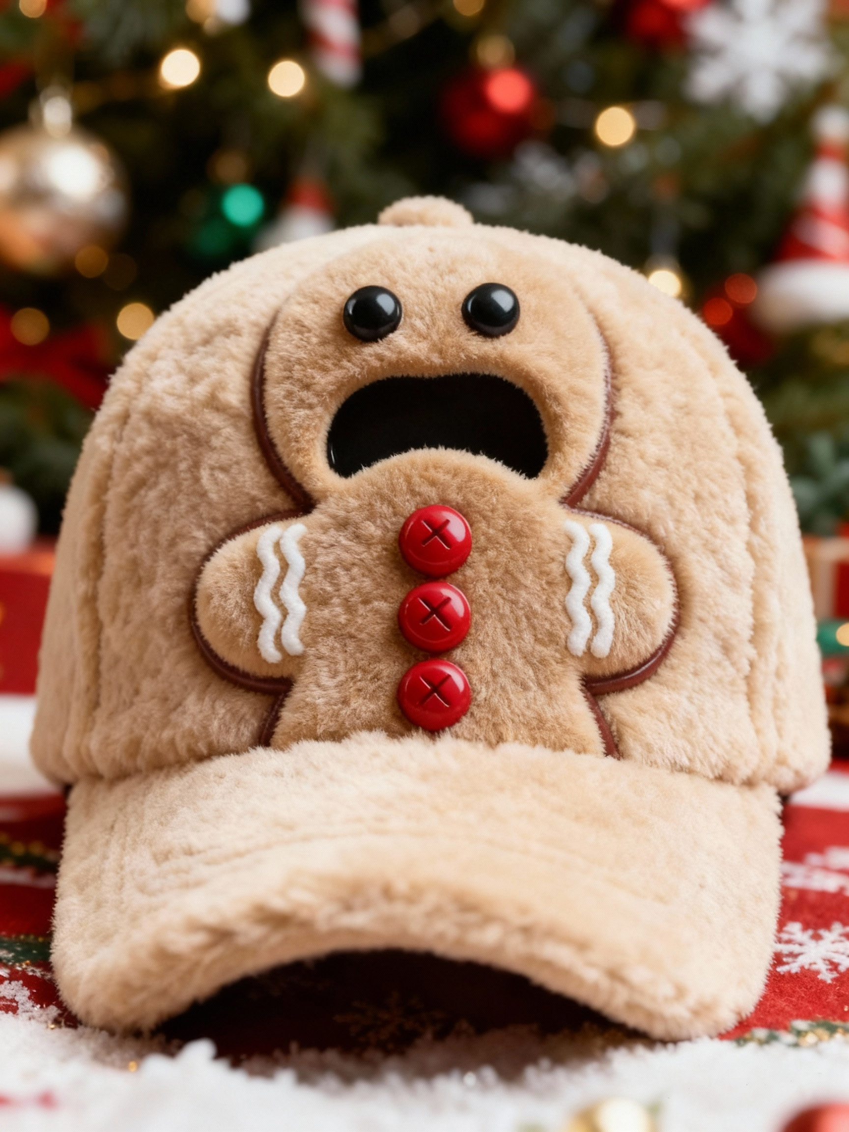 Unisex Funny Shouting Gingerbread Man Christmas Ugly Hat