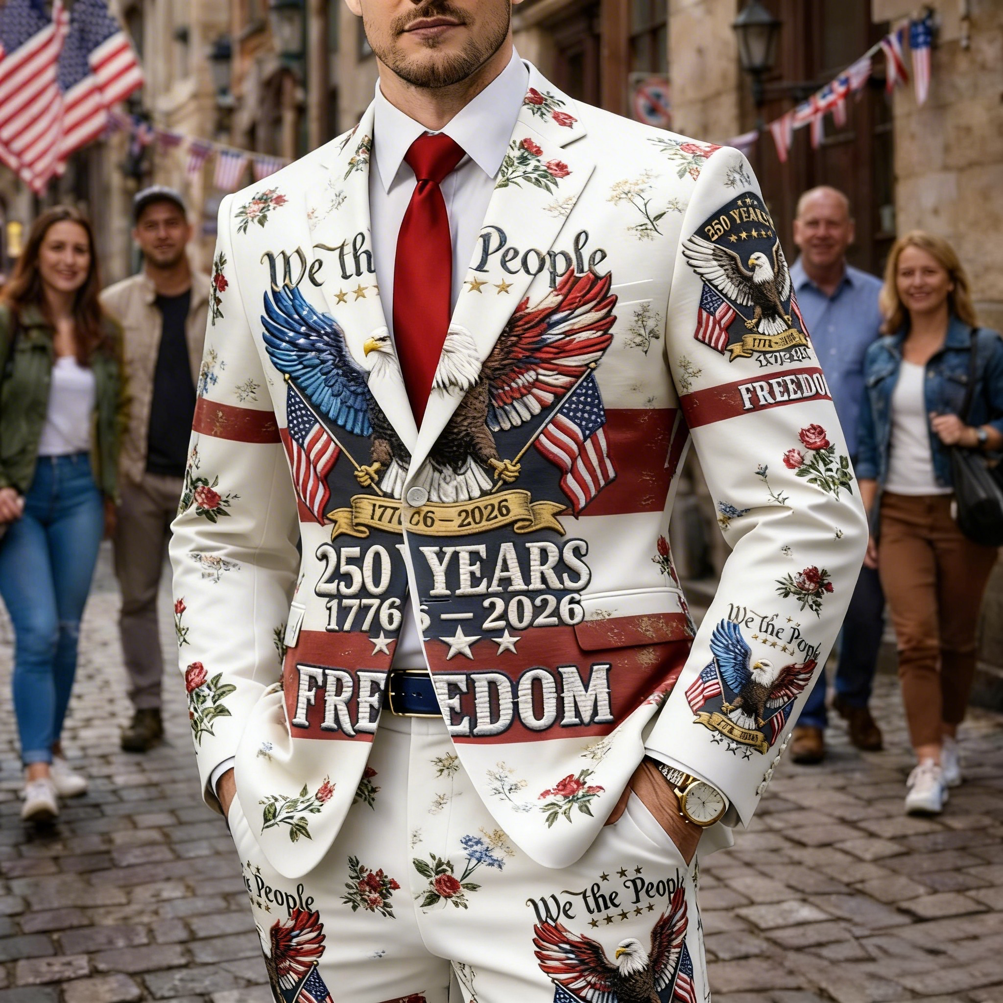 Men's We The People 250 Years of Freedom Floral Blazer Suit 