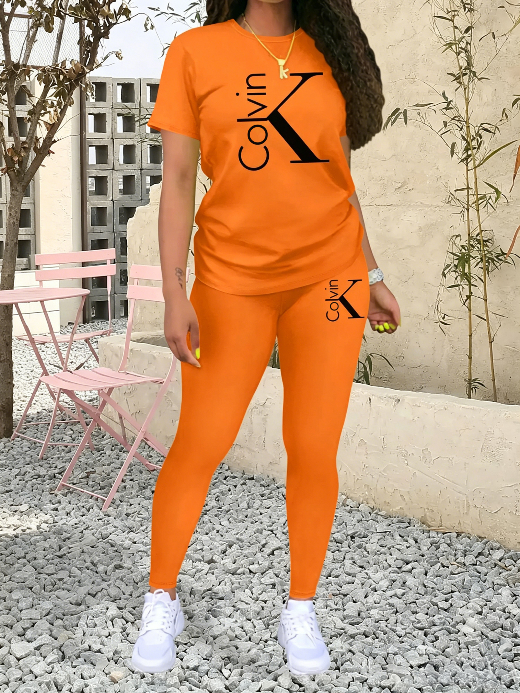 Women's Letter printing Casual Sporty Two-Piece Set