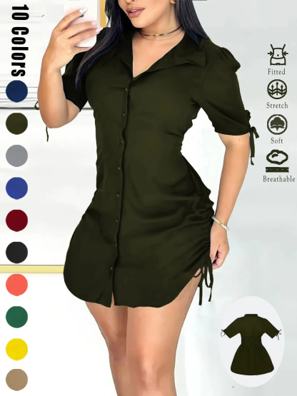 Women's Sexy V-Neck Shirtwaist Mini Bodycon Dress