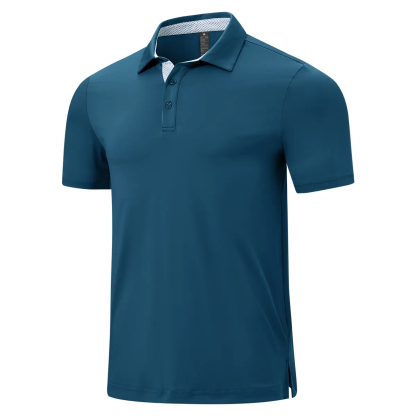 Men's Classic 3-Button Moisture Wicking Athletic Short Sleeve Golf Polo 
