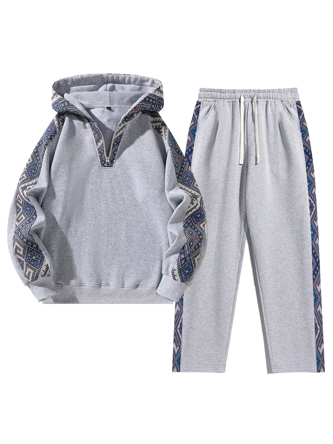 Men's Plain Basic Regular Fit Casual Drop Shoulder Half Zip Zippers Sweatsuit Set