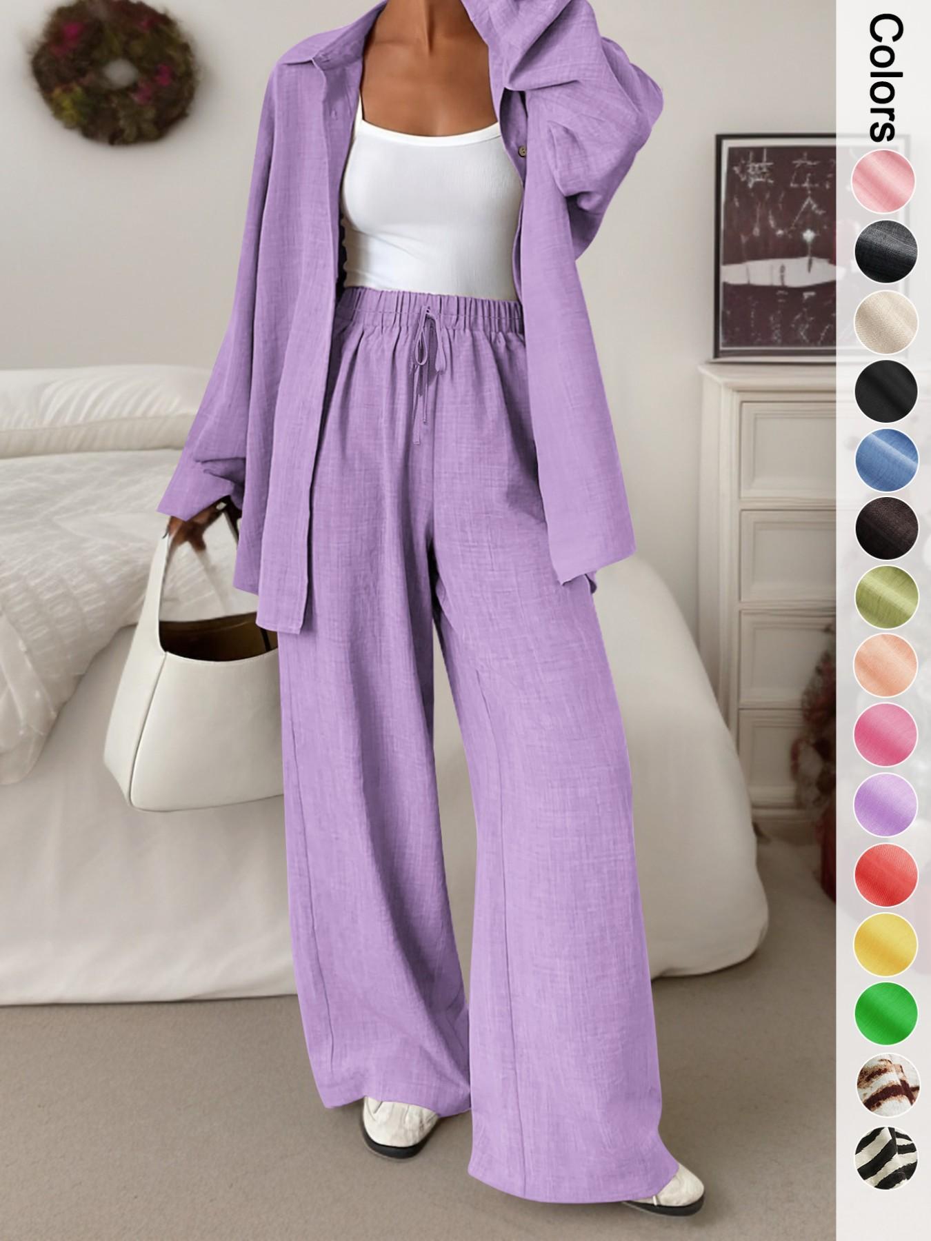 Women's Casual Sporty Shirt and Long Pants Set