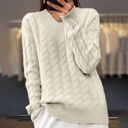 Ivory Plain Long Sleeve Sweater