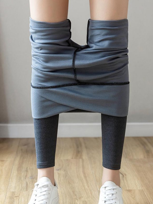 Knitted Tight Plain Casual Leggings