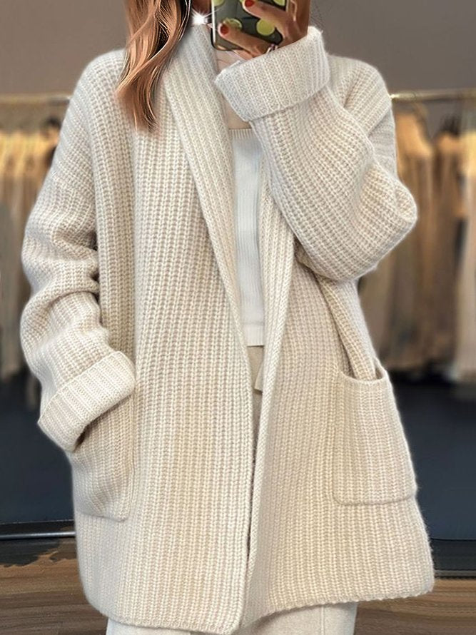 White Plain Long Sleeve Cardigan