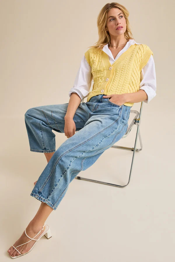 Tiana Oversized Button-Up Sweater Vest