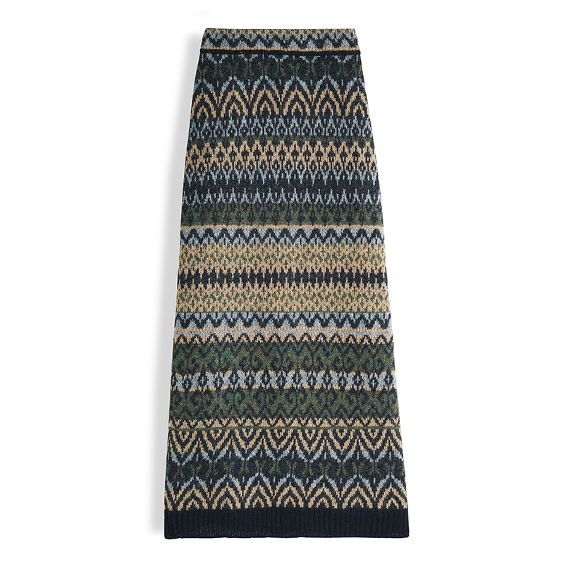 Vintage Geometric Wave Print Skirt