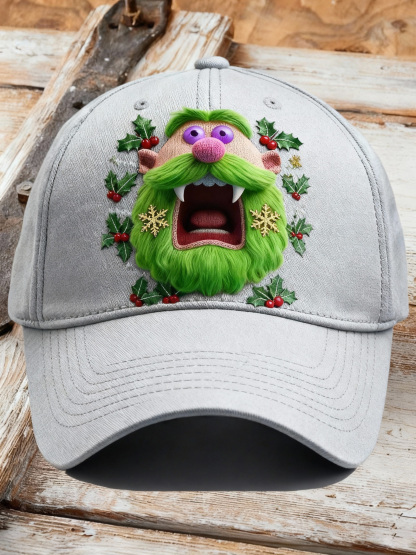 Unisex Funny Christmas Monster Holly Berry Ugly Print Hat 
