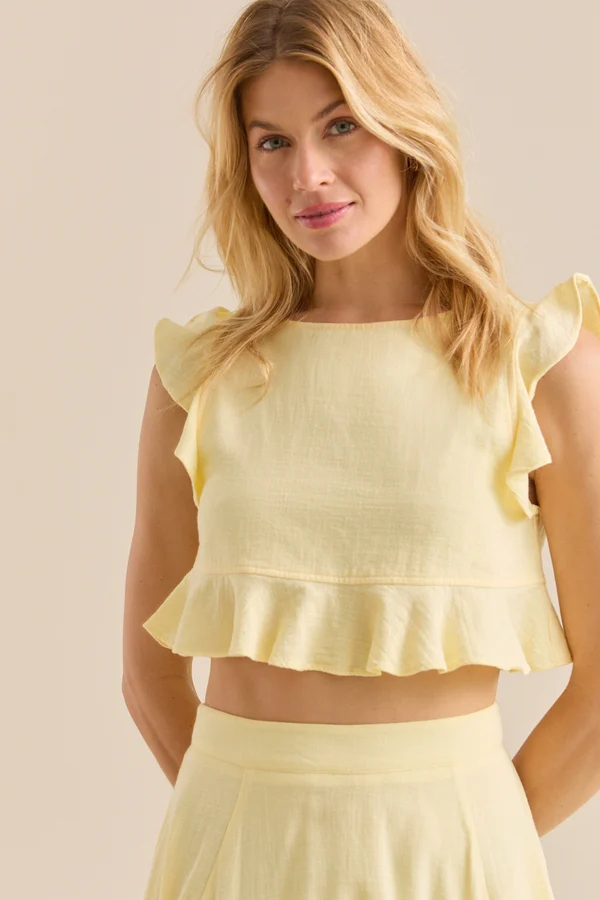 Grace Linen Ruffle Top