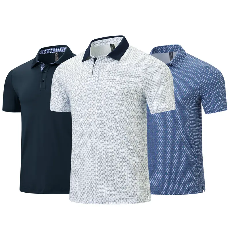 Men's Classic 3-Button Moisture Wicking Athletic Short Sleeve Golf Polo 