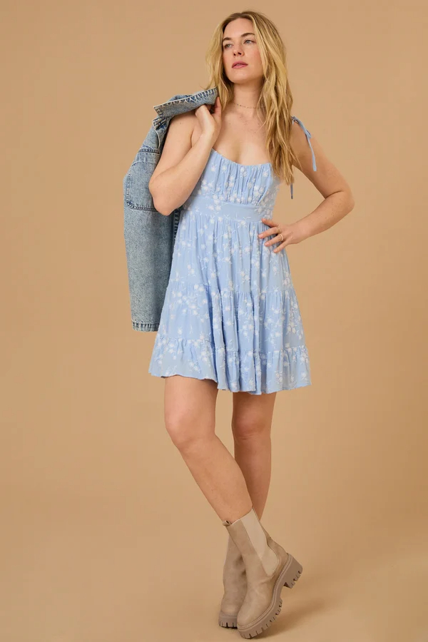 Leah Embroidered Mini Dress