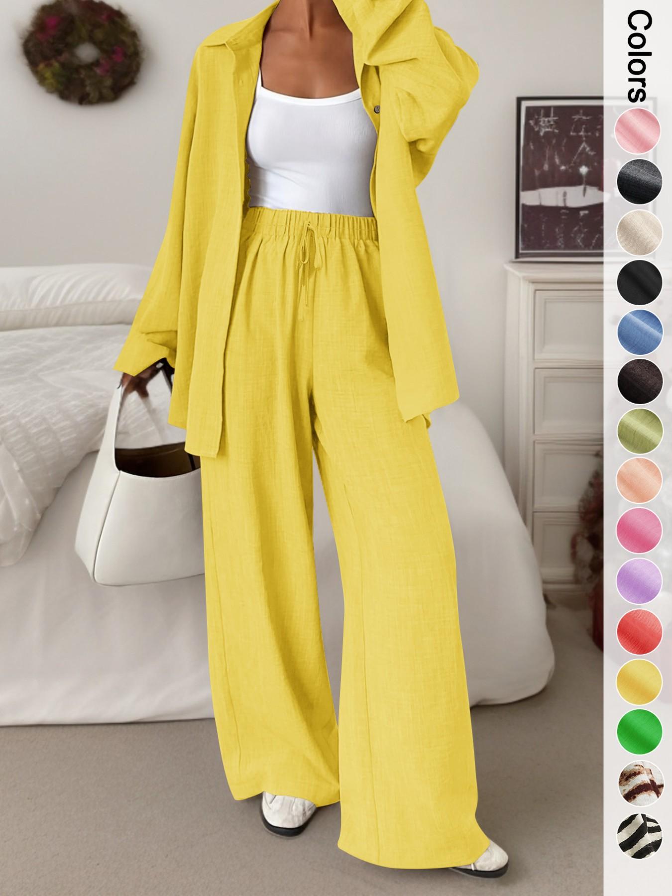 Women's Casual Sporty Shirt and Long Pants Set