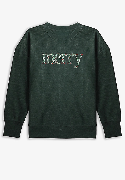 Plus Size Merry Embroidered Relaxed Fit Sweatshirt