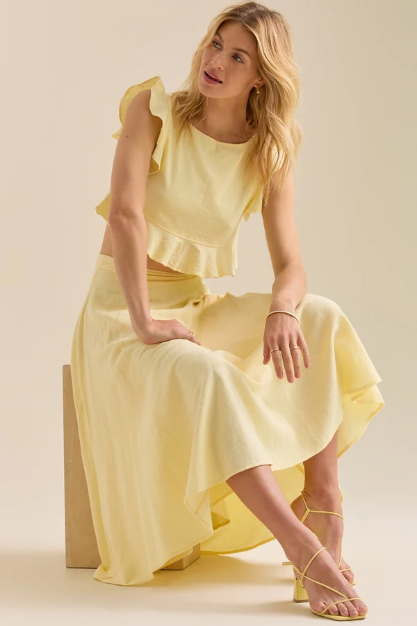Grace Linen Ruffle Top