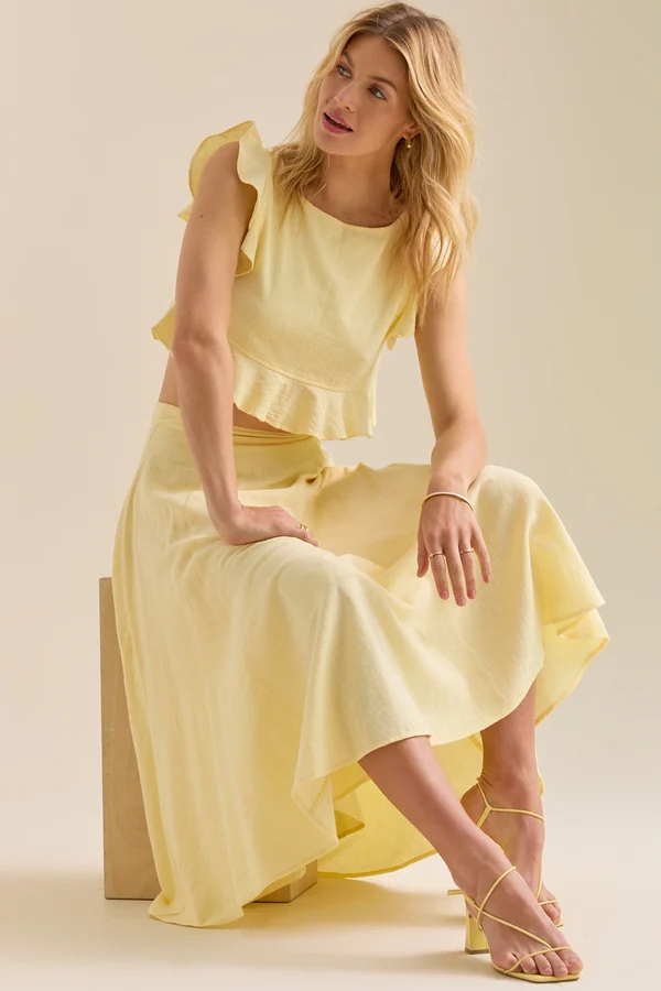 Grace Linen Ruffle Top