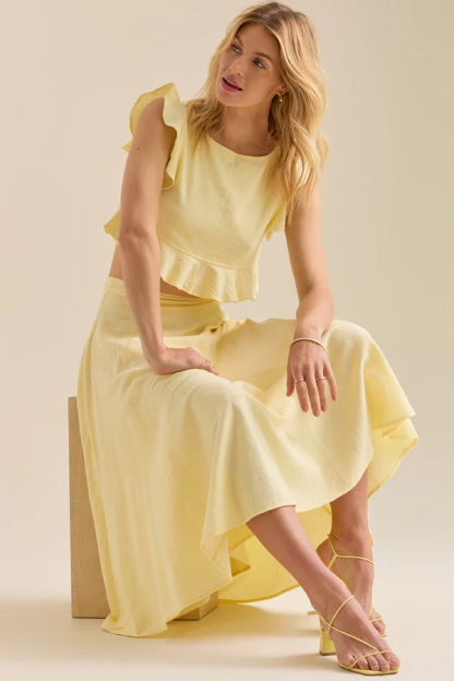 Grace Linen Ruffle Top