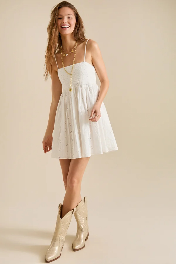 Janna Eyelet Mini Dress