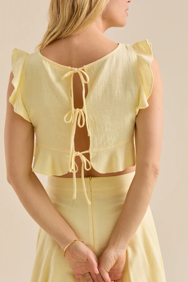Grace Linen Ruffle Top