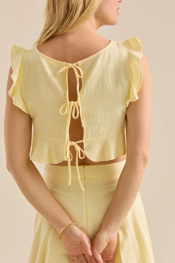 Grace Linen Ruffle Top
