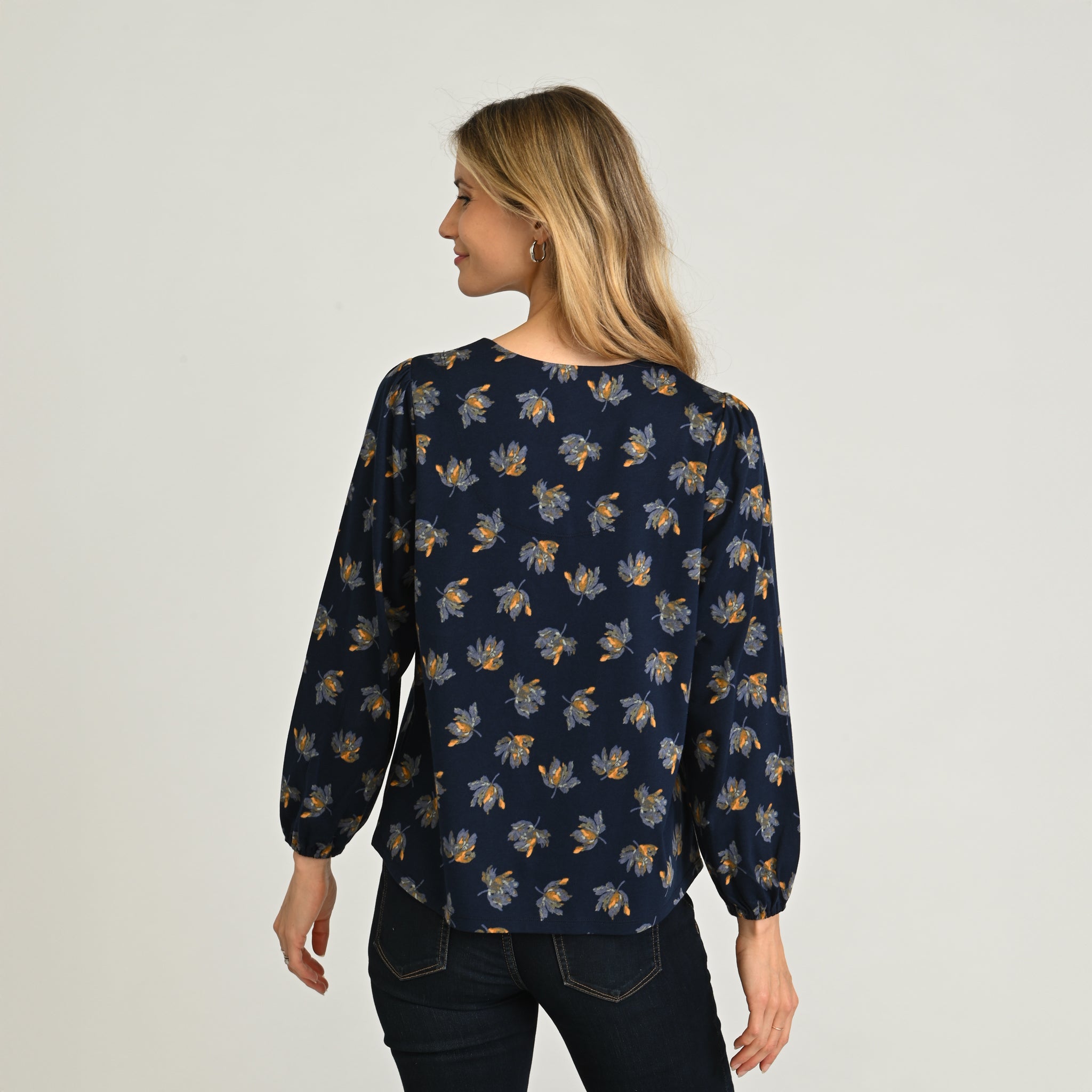 Embroidered Tie Neck Peasant Top