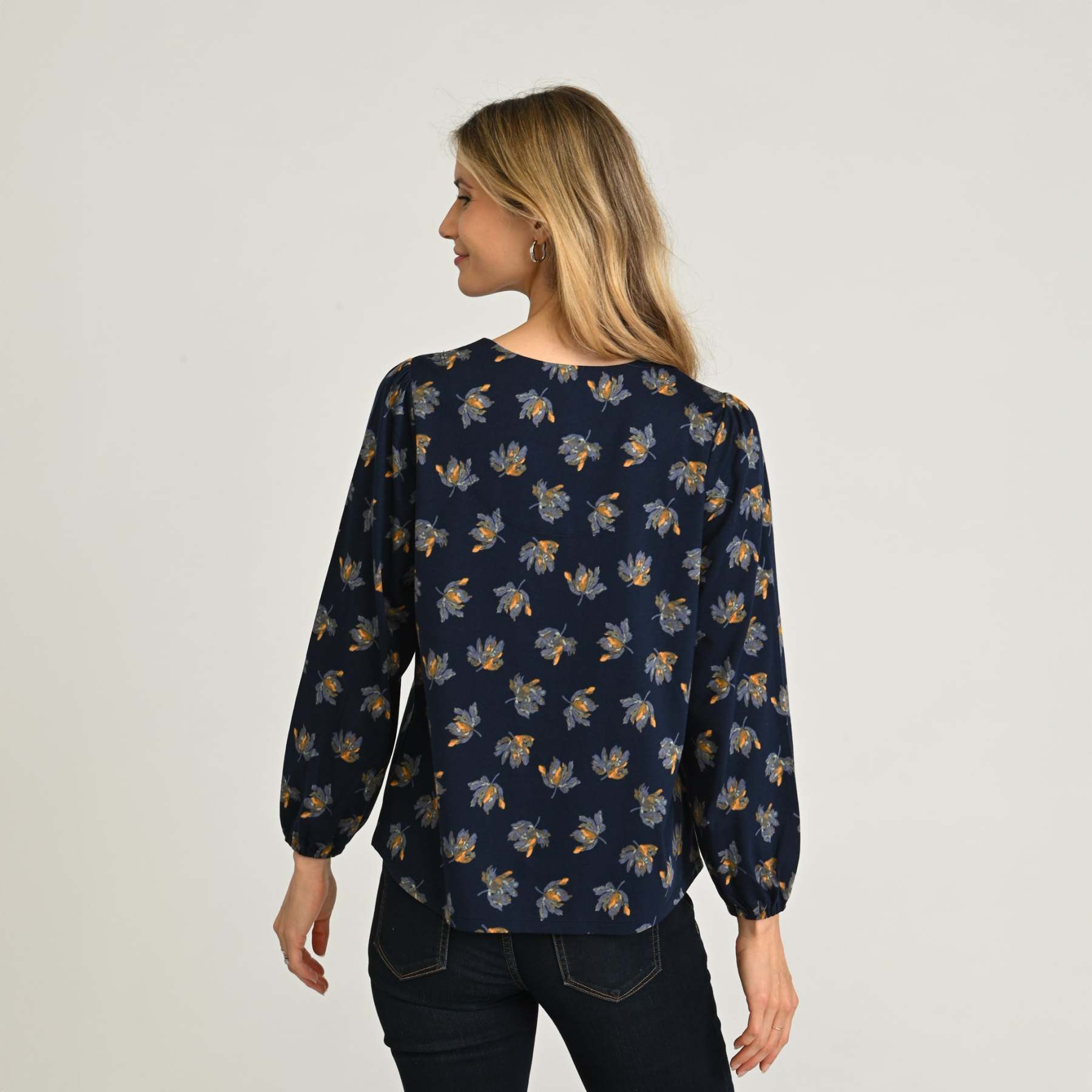 Embroidered Tie Neck Peasant Top