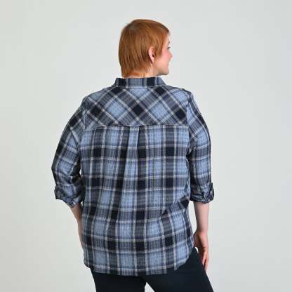 Plaid Forward Shoulder Long Sleeve Shirt