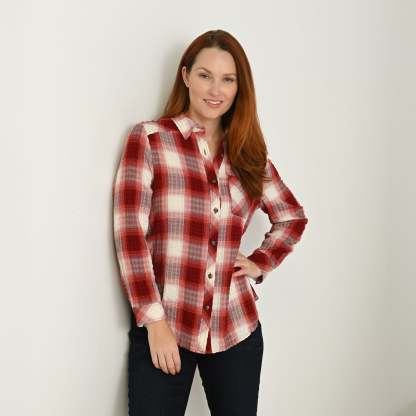 Plaid Forward Shoulder Long Sleeve Shirt