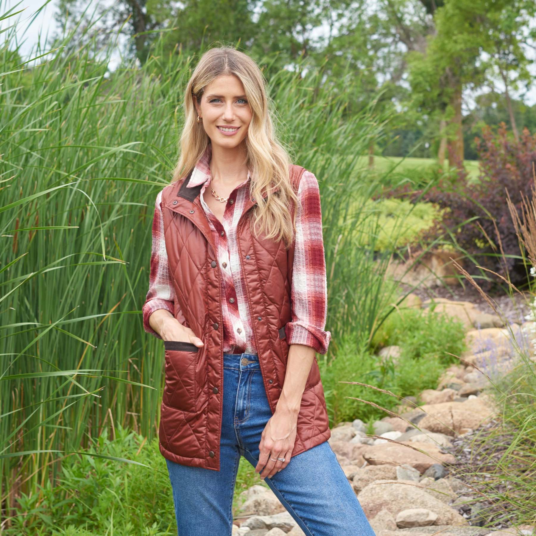 Corduroy Collared Quilted Vest