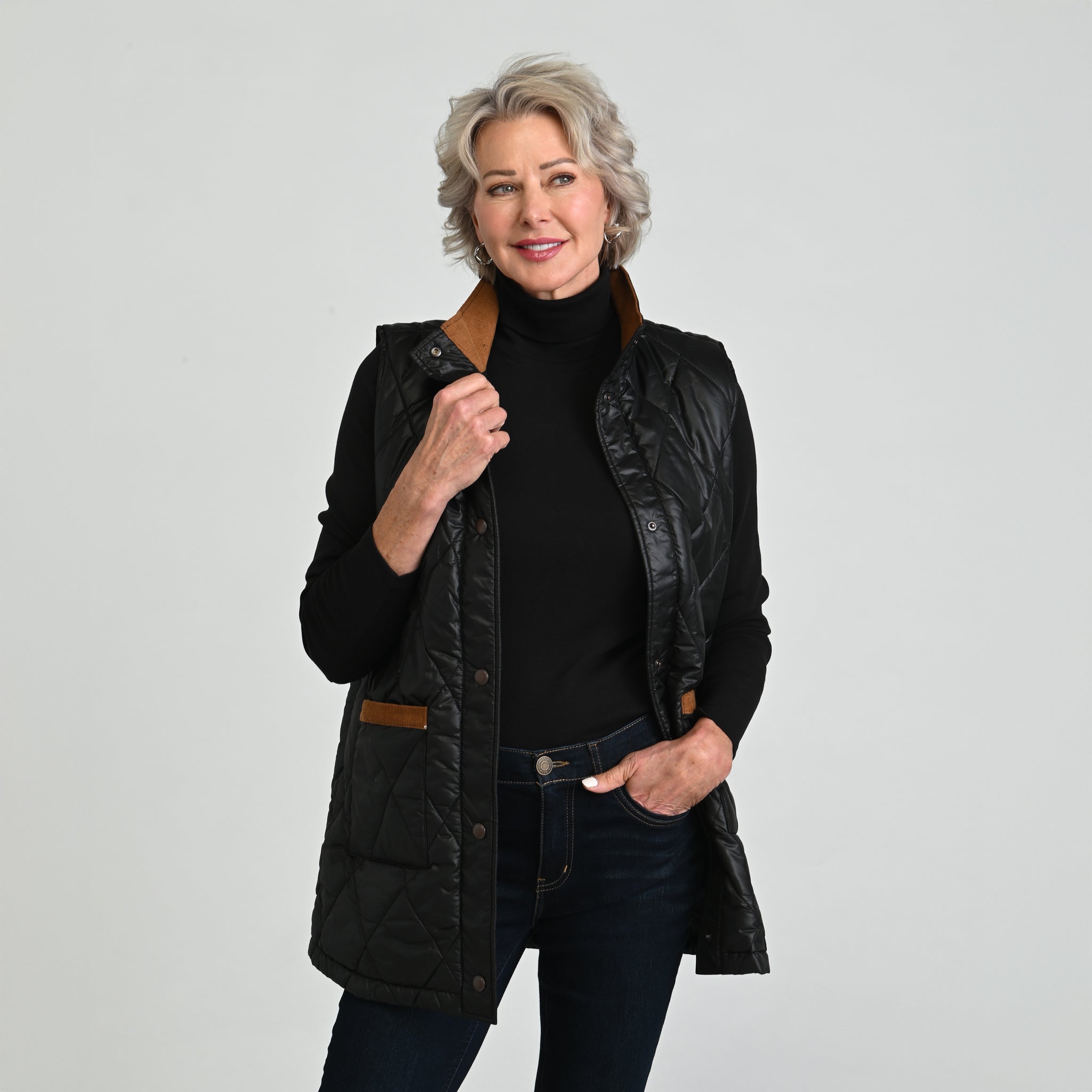 Corduroy Collared Quilted Vest