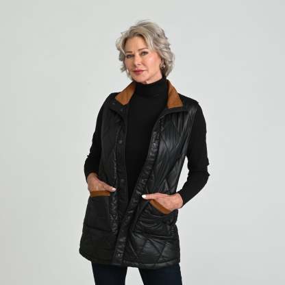 Corduroy Collared Quilted Vest