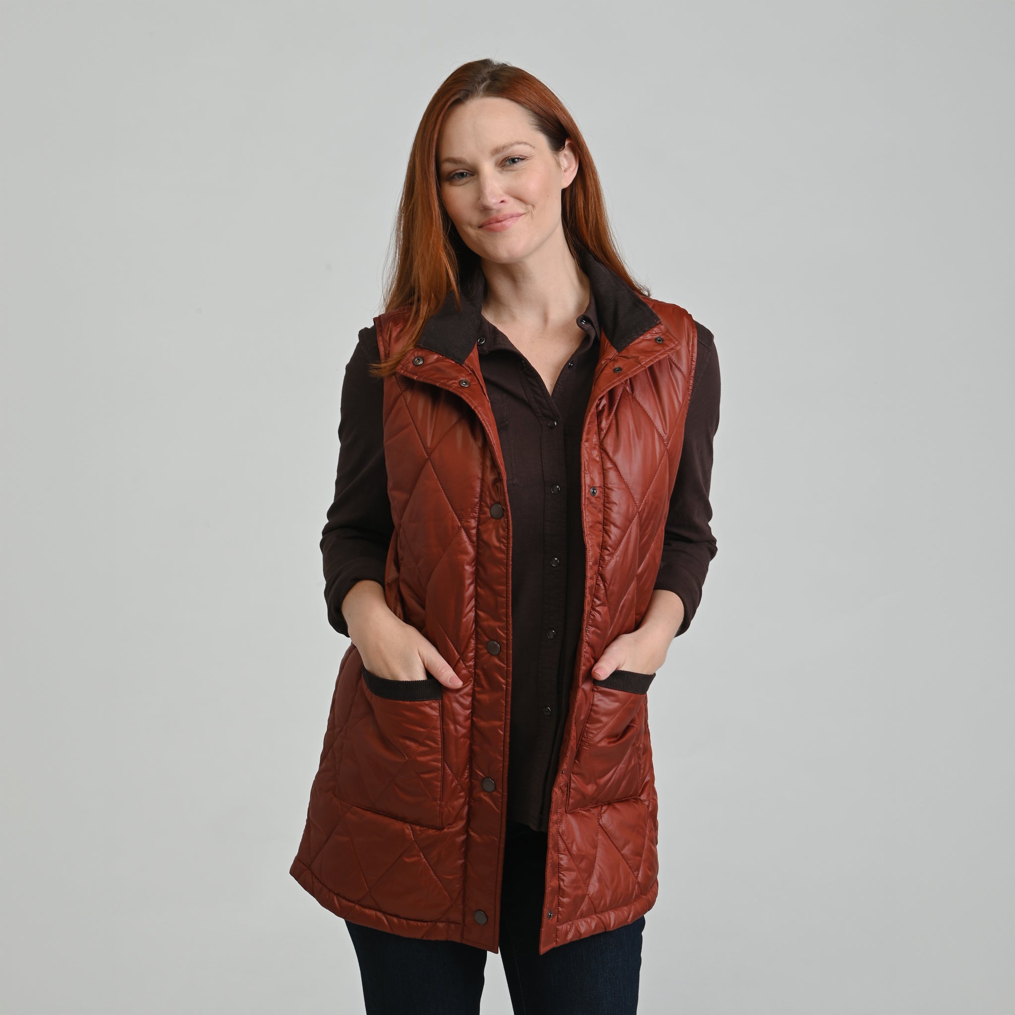 Corduroy Collared Quilted Vest